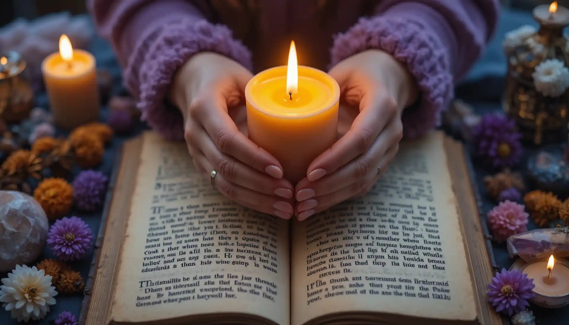 Velas místicas y elementos sagrados navideños